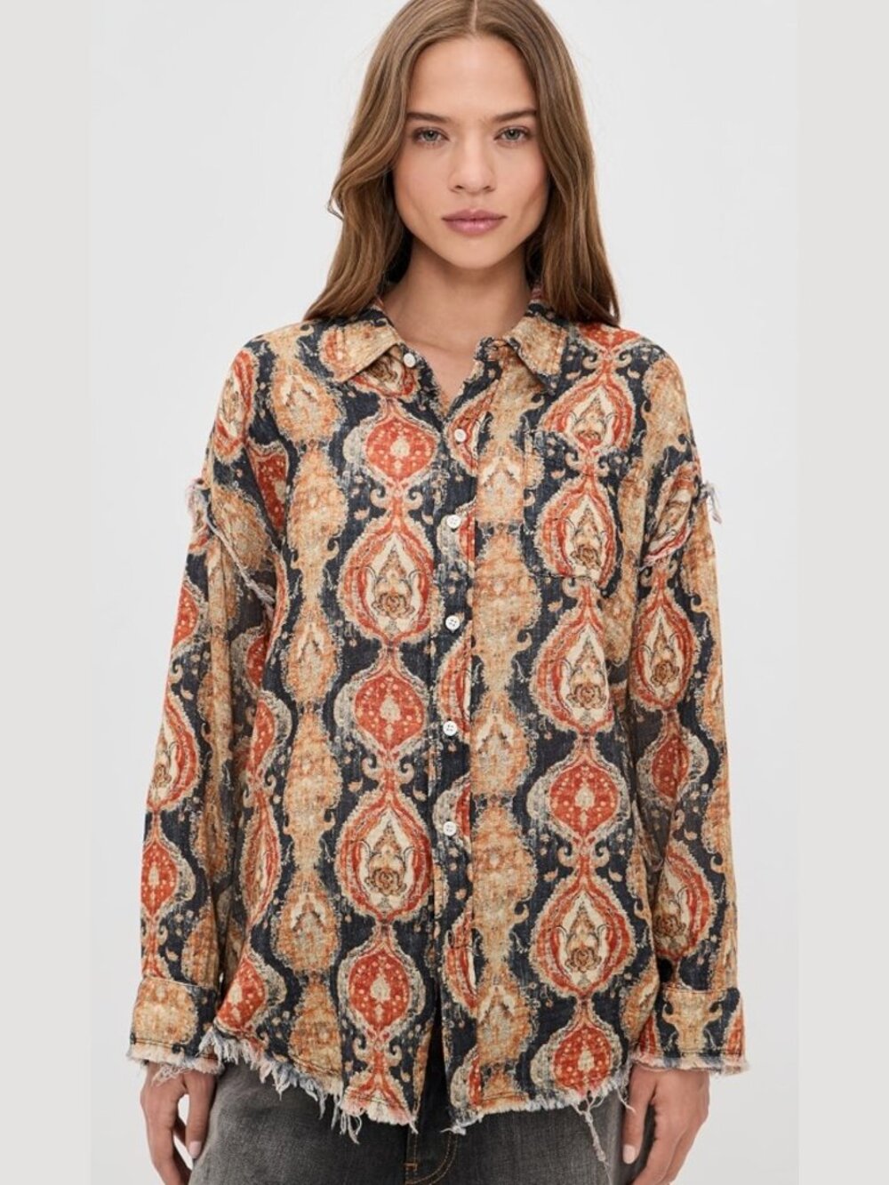 R13 NWOT Shredded Seam Drop Neck Shirt S